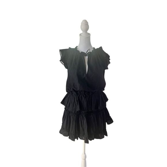 Misa Los Angeles Women's Black Lilian Tie Neck Ruffled Tiered Mini Dress XS NWT - Picture 1 of 7